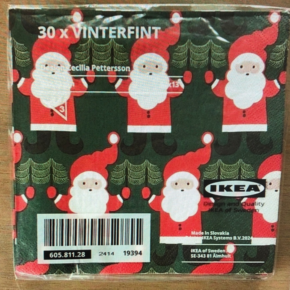 IKEA VINTERFINT Santa Claus Napkins - Red and Green